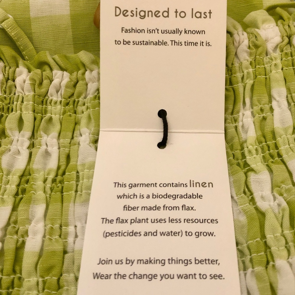 NWT HOUSE OF HARLOW 1960 LINEN SMOCKED GINGHAM JUMPSUIT (SIZE SMALL) - Picture 5 of 5